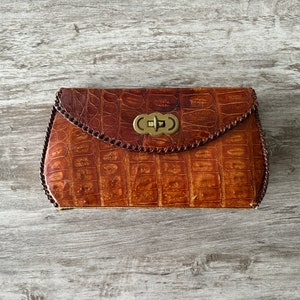 Vintage exotische echte Alligator Brown Box Clutch Tasche Selten