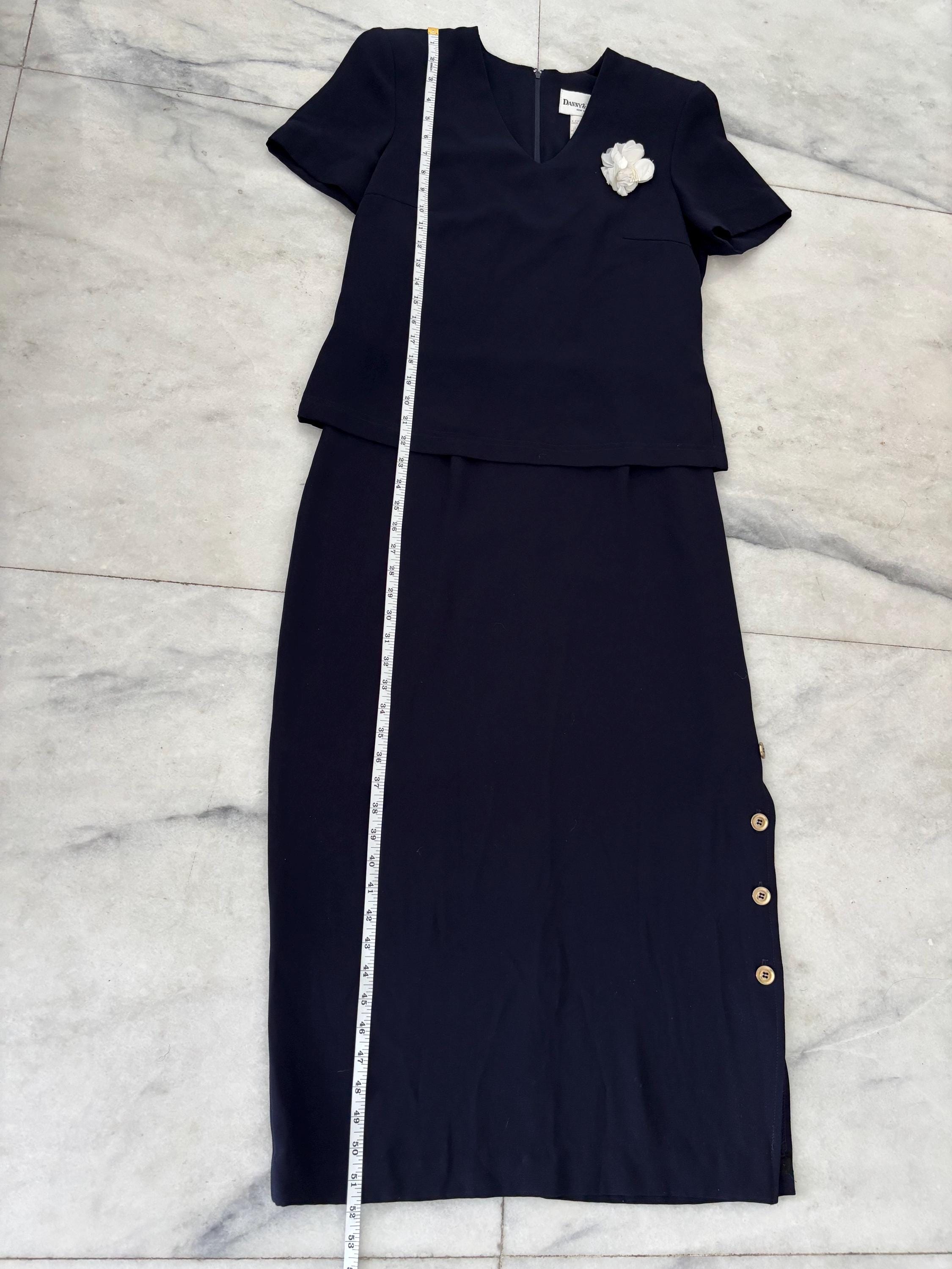 danny d blue dress Vintage & Nicole Long Navy Overlay Button Short Sleeve Womens 8 for a modern and