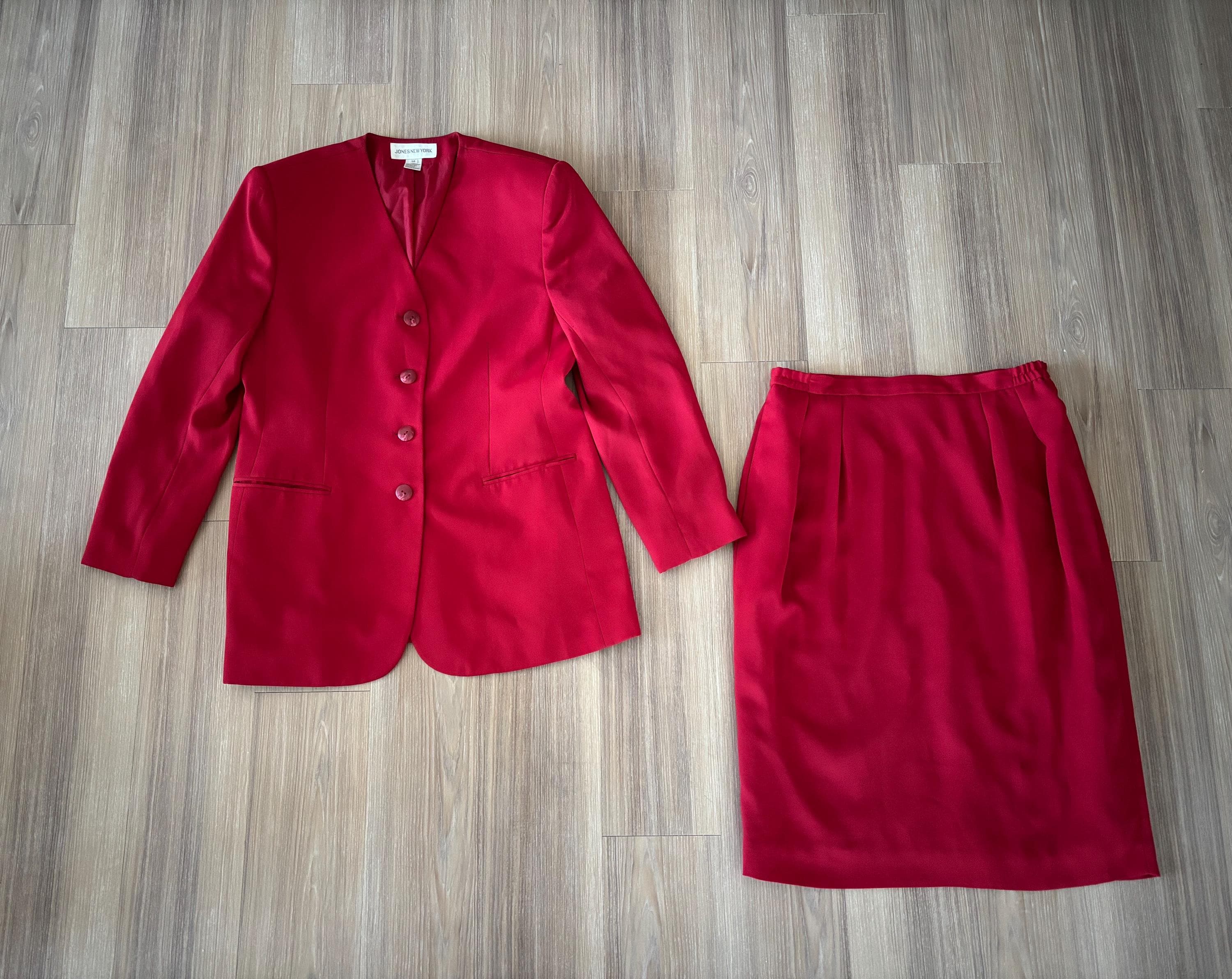 Jupe Marron Fleurie Jones New York - Taille 6 - Laine/Rayonne - Style A‑Line - Occasion Très Bon État