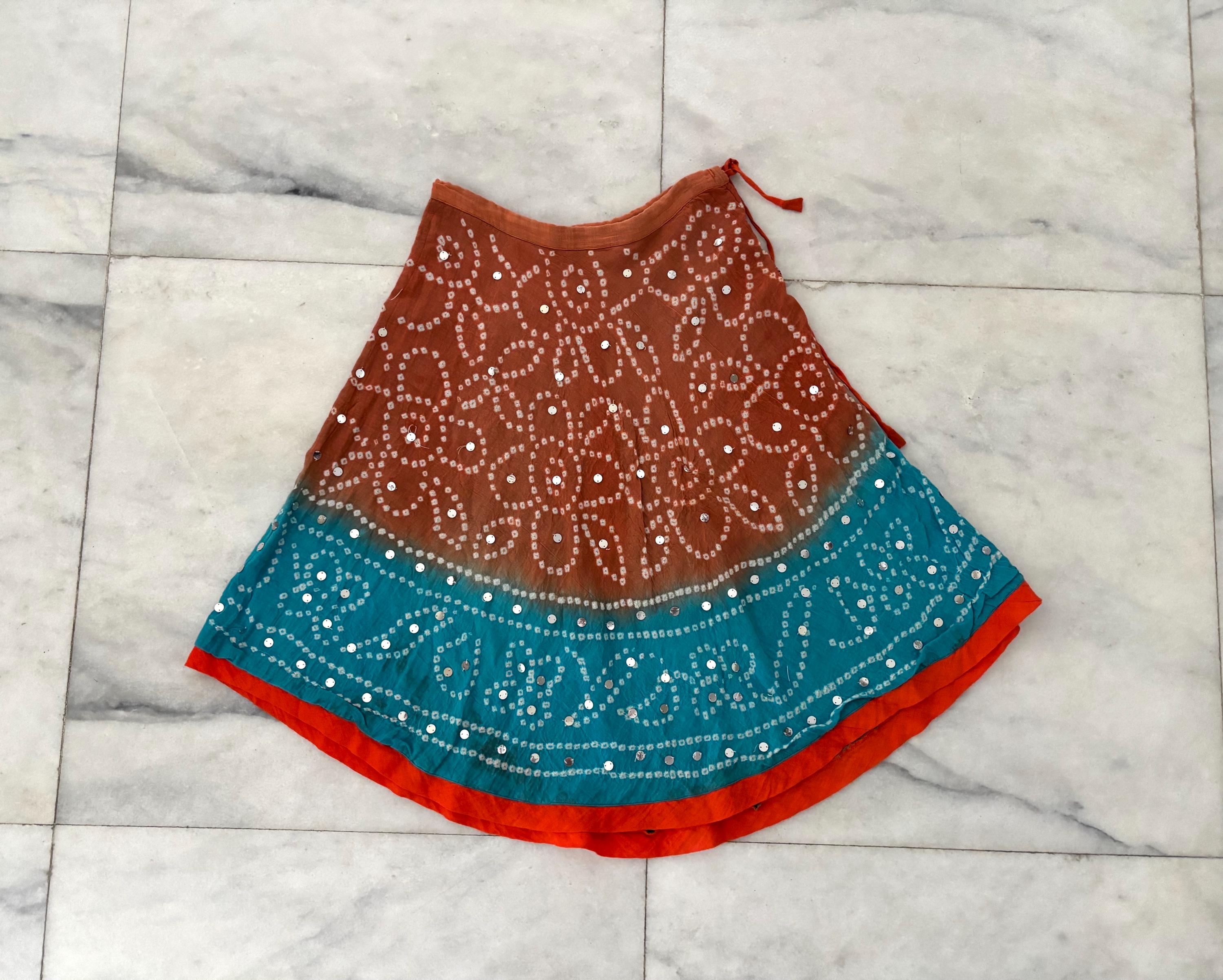 Indian Tie Dye Long Skirt – Cotton Wrap Around, Purple, Ethnic Clothes, Up To 42 Inch Waist - View #9
