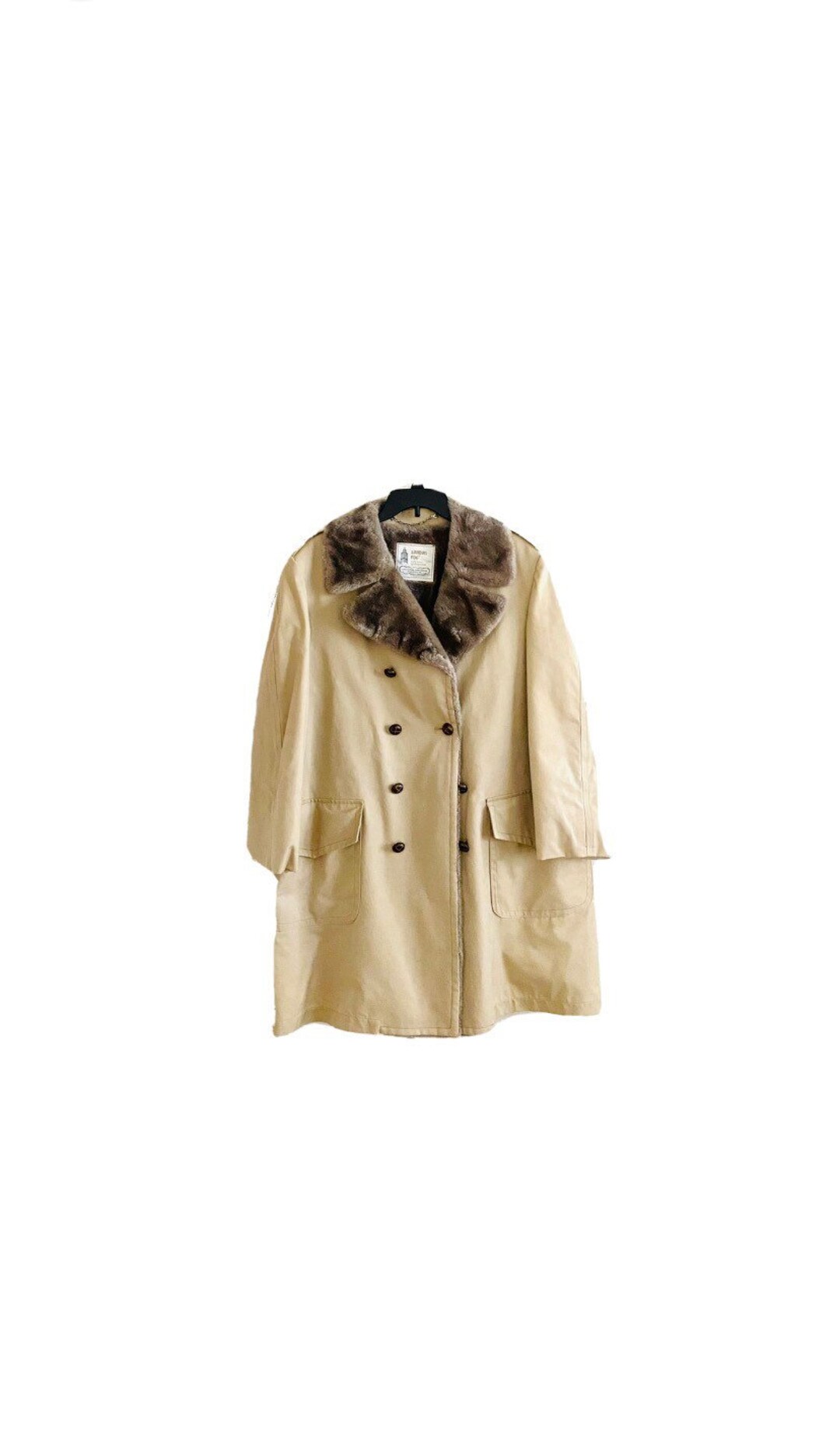 80s Vintage London Fog Beige Faux Fur Trim Trench Coat Size 80s Vintage London Fog Beige Faux Fur Trim Trench Coat Size