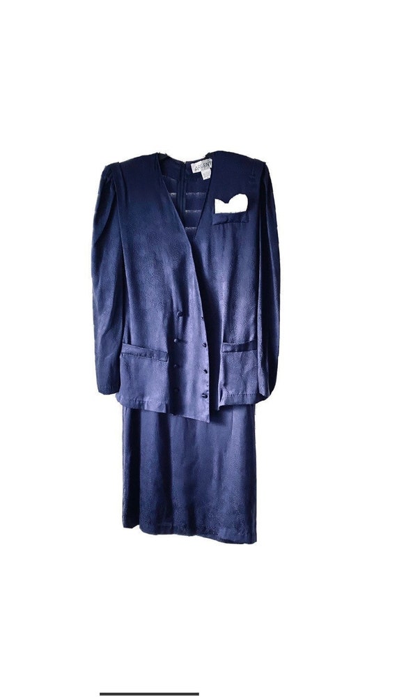 80s Argenti Women’s Navy Blue Midi Silk Overlay Ja