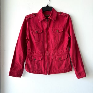 Vintage Lauren Ralph Lauren Red Jacket Pockets Equestrian Traditional Dry Goods Bali Size Small