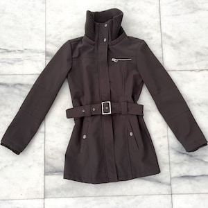 Vintage Miss Sixty Jacket Coat Gray Faux Fur Lined Mid Length Womens Small Utility See Below