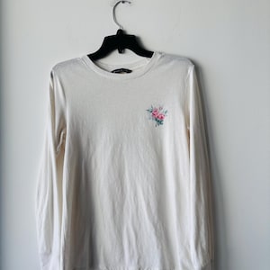 Y2K Abercrombie & Fitch Shirt Long Sleeve White  Logo Floral Print Women XS Rare
