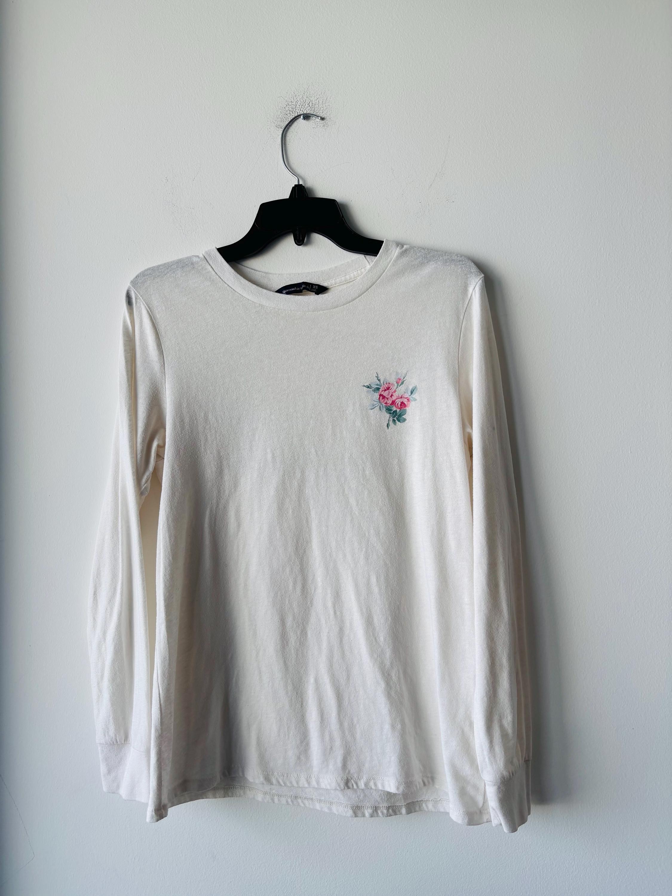 Y2K VTG Abercrombie & Fitch Shirt Long Sleeve White Floral Print 
