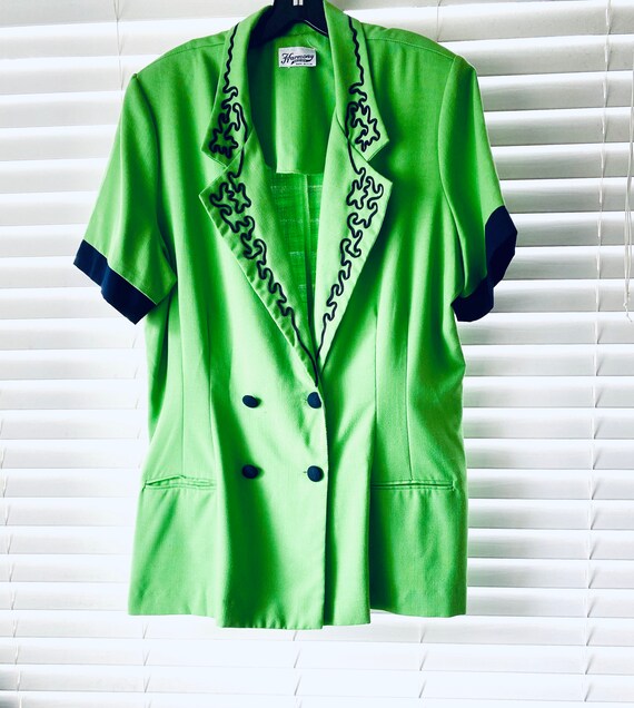 80s Harmony Design Lime Green Retro Blazer 80s Vi… - image 5