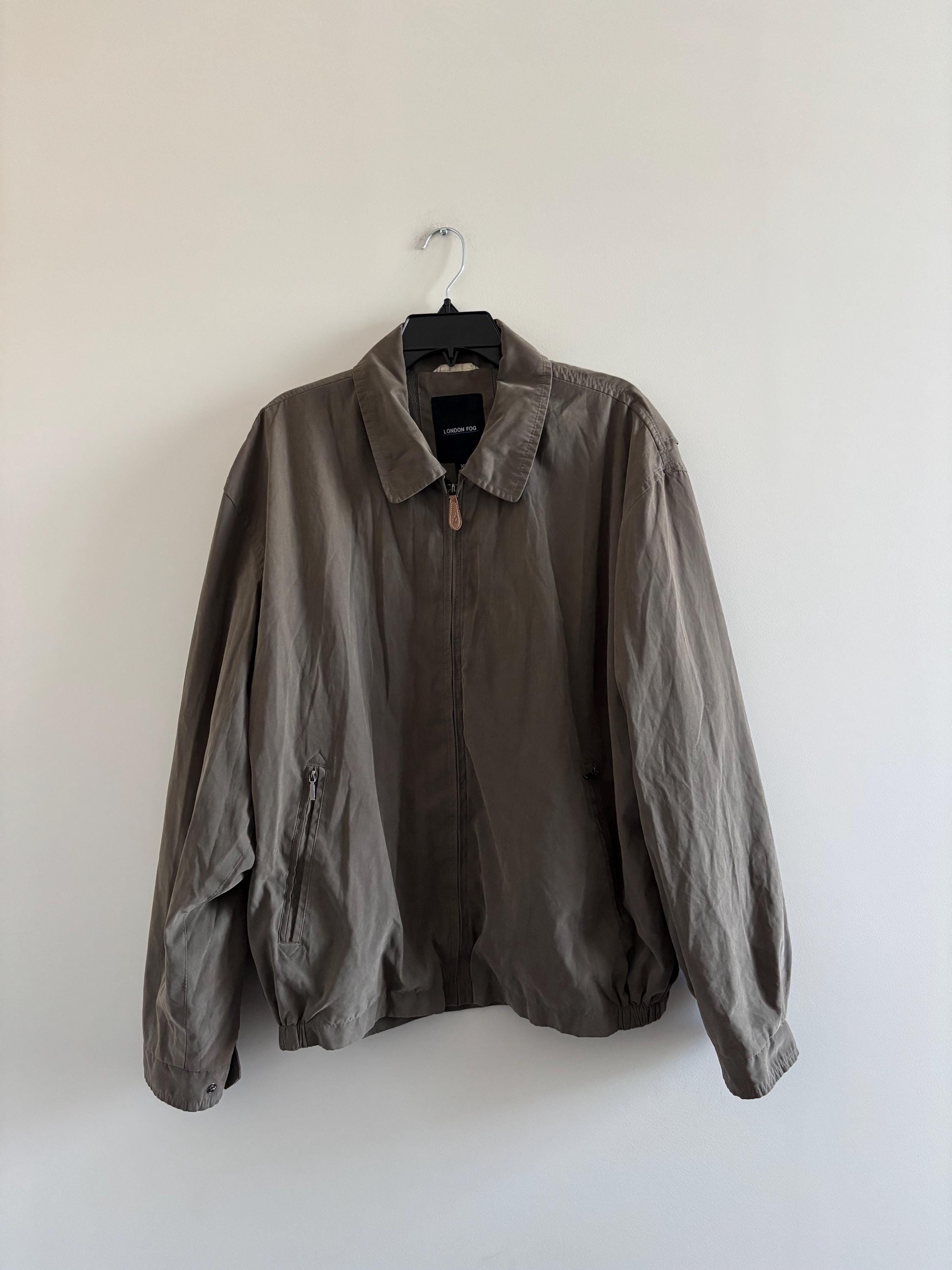VTG London Fog Golf Jacket Bomber Olive Green Collared Mesh Lined
