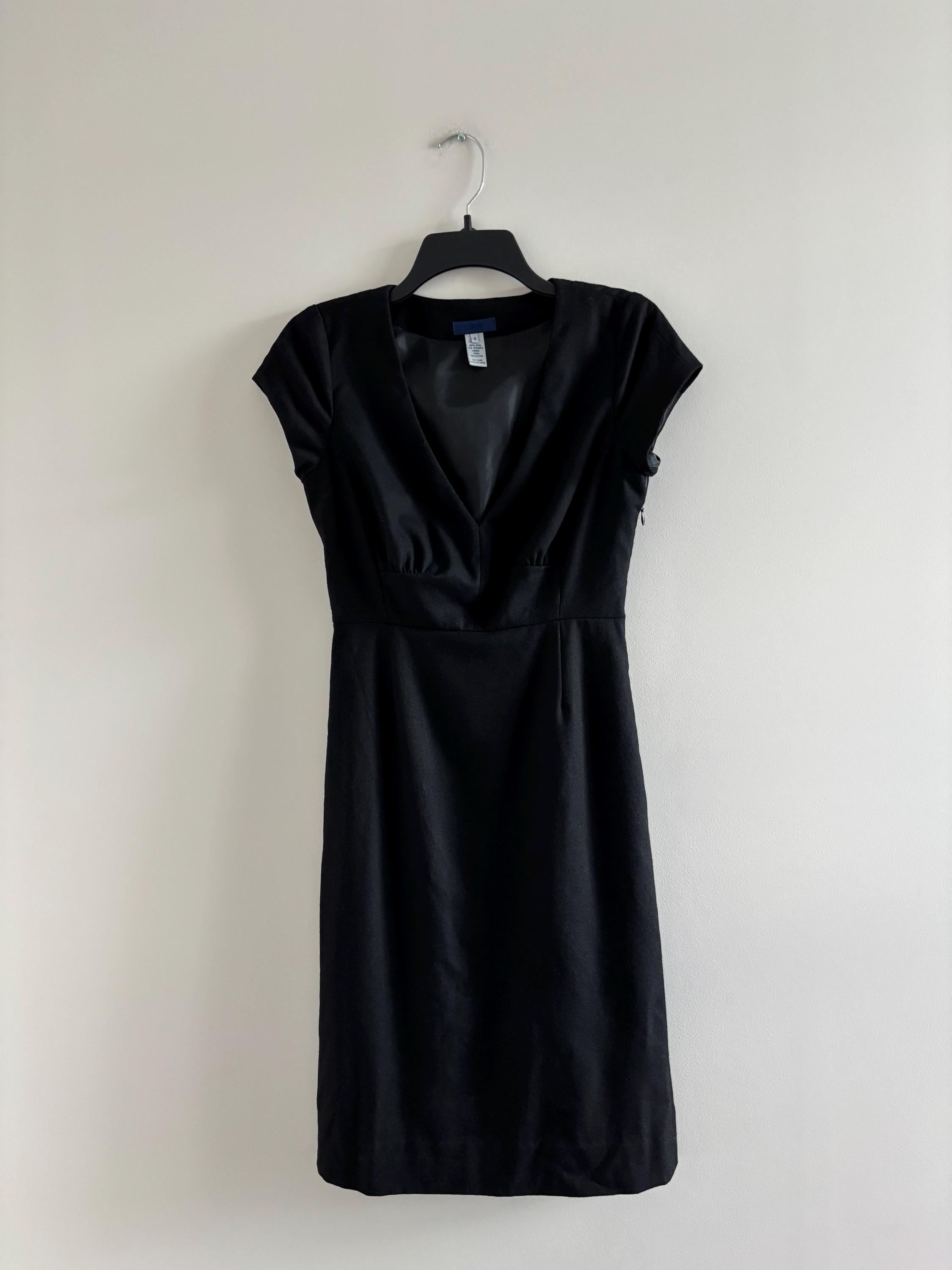 J.Crew, Vintage J.Crew Sheath Dress Black Wool Knee V-Neck Womens 0 Office 90s Preppy