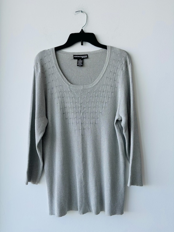 Vintage Norton McNaughton Silber Sparkle Seide Strickpullover