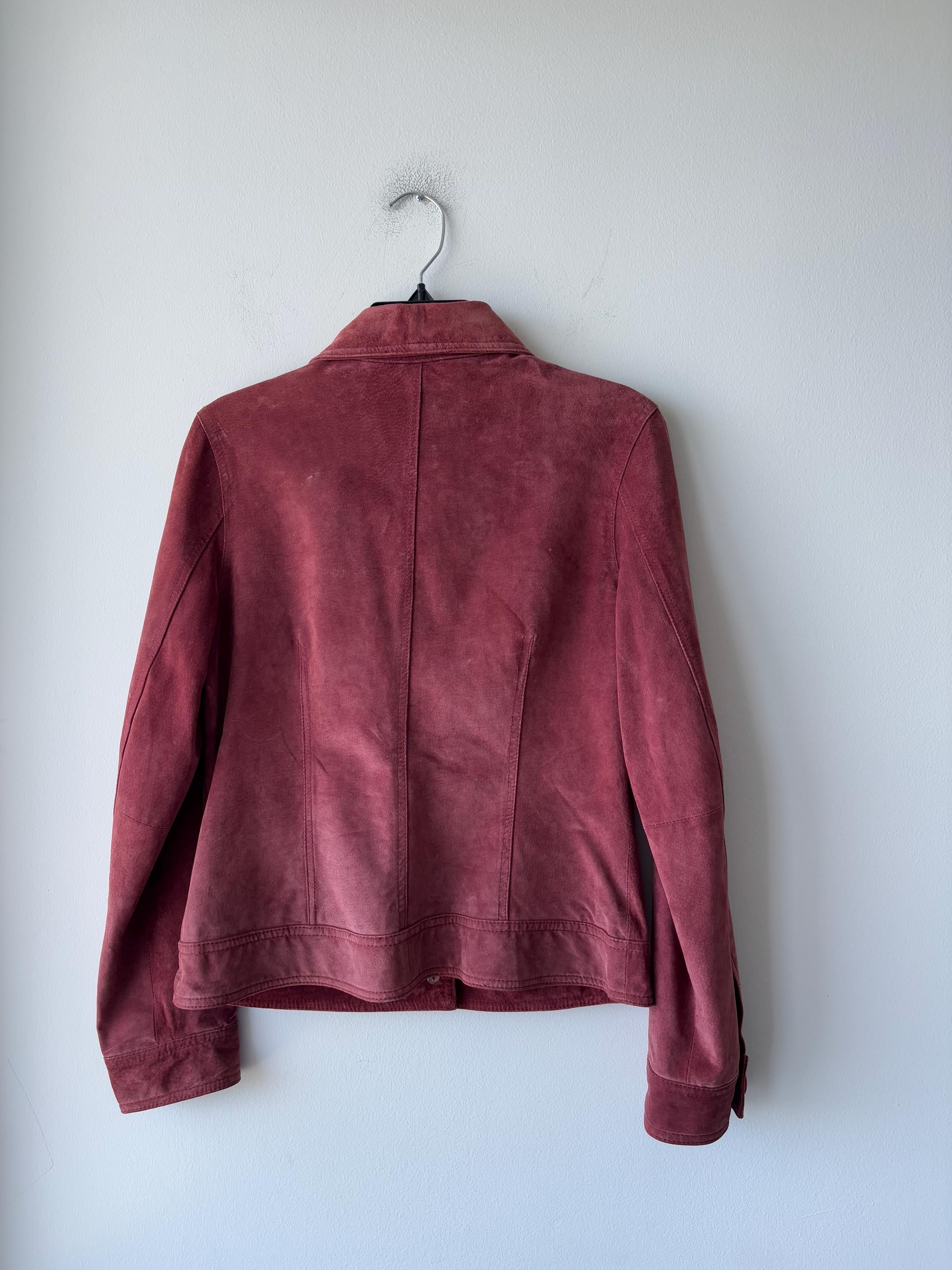 Vintage Cherokee Suede Leather Jacket Brick Red Womens Medium