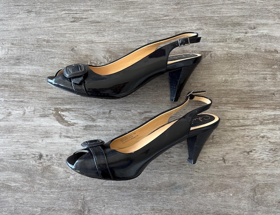 slingback black peep toe shoes