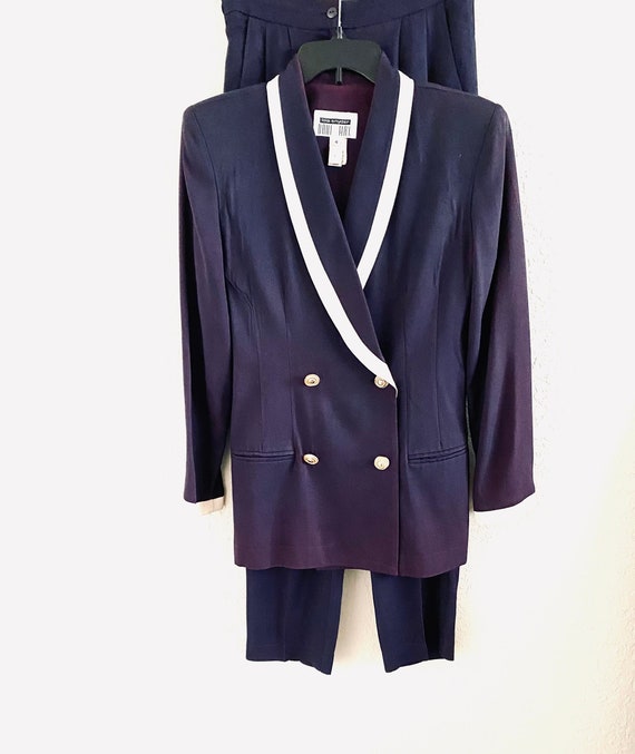 80s Vintage Lois Snyder Dani Max 2 Piece Purple Military Style 