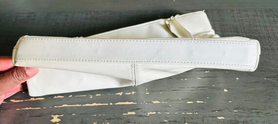 Vintage Genuine Leather Off White Color Clutch Bag - image 7