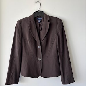 90s Ann Taylor Brown Blazer Brown Jacket Size 4 Womens Work Wear Vintage Ann Taylor