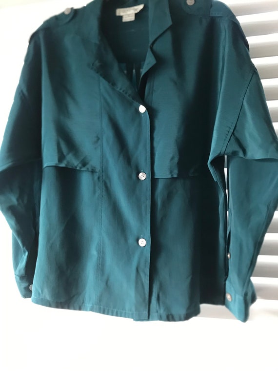 90s Vintage Green Windbreaker Style Jacket, Justi… - image 5