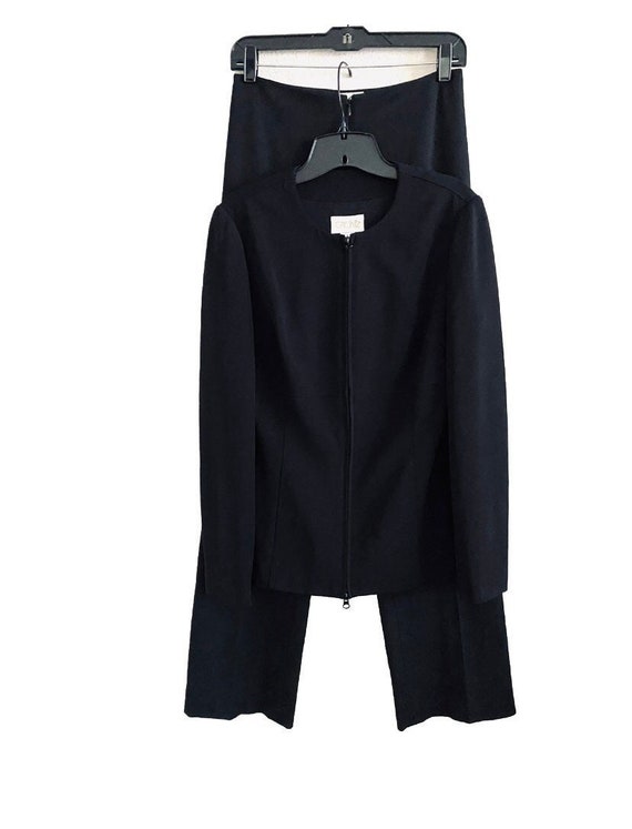 Vintage Cache Womens Flare Pant Suit Size 6/8 Black Knit