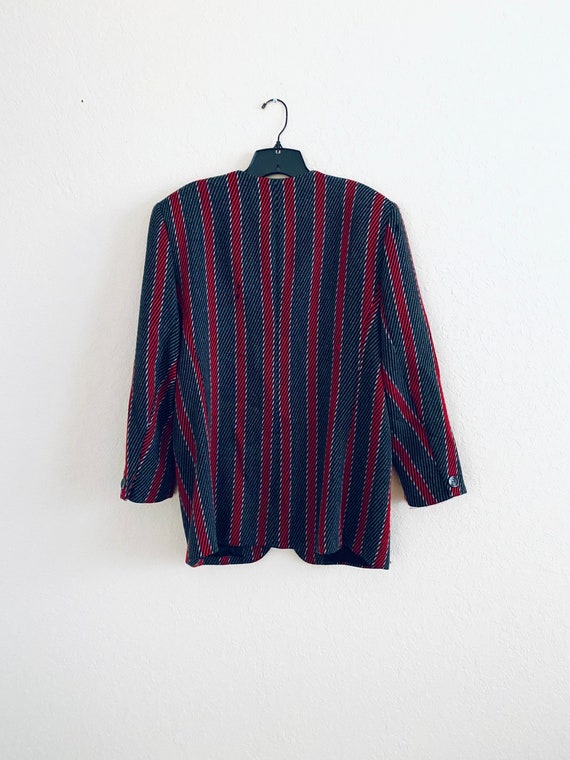 Cappagallo 80s Vintage Red & Gray Striped Wool Co… - image 2