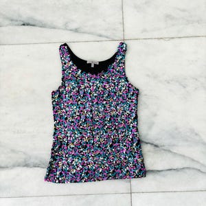 Camiseta sin mangas con lentejuelas brillantes de Charlotte Russe vintage Y2K, ropa de fiesta para discoteca, talla XS, EE. UU.