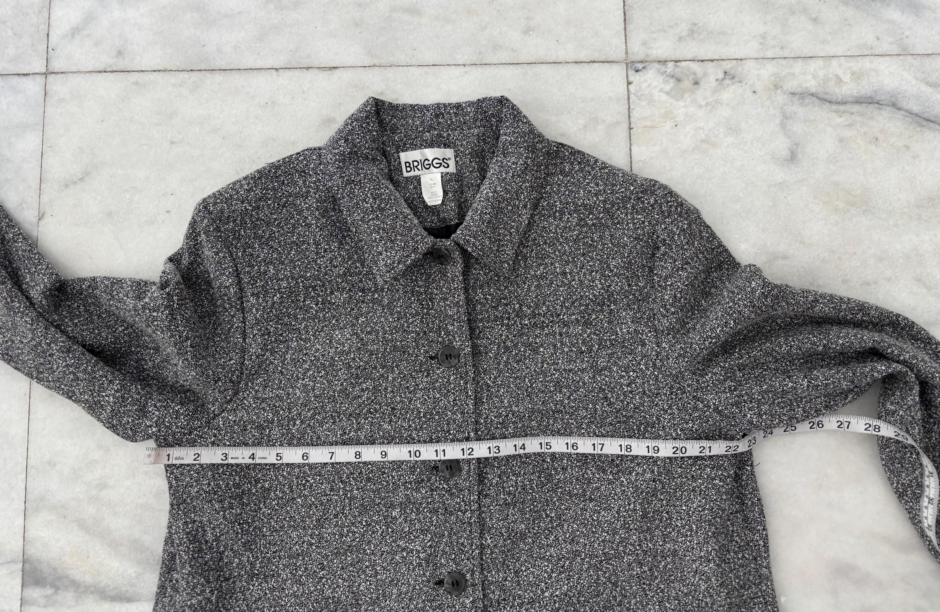 VTG Briggs New York Jacket Black White Textured Knit Women XL 