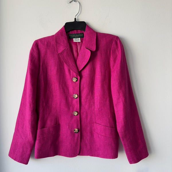 Vintage Harve Benard Blazer Pink 100% Linen Jacket Womens 6P NWT