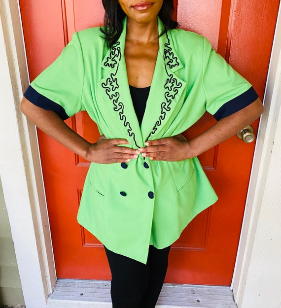 80s Harmony Design Lime Green Retro Blazer 80s Vi… - image 2