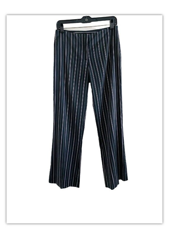 BEBE Y2K Vintage Black Pinstripe Flare Pants Size 