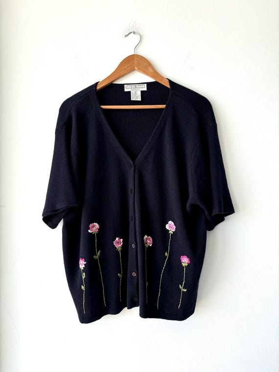 Navy blue short sleeve cardigan sweater sales