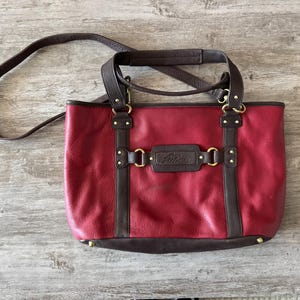 VTG Stone Mountain Bag Red Brown Leather Shoulder Crossbody Strap Western Casual
