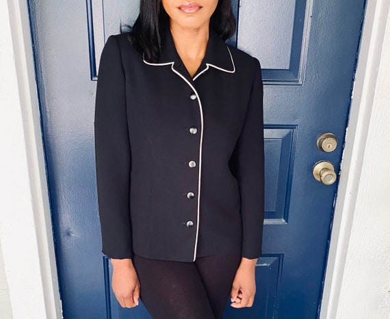 90s Casual Corner 5 Button Black Blazer - image 1