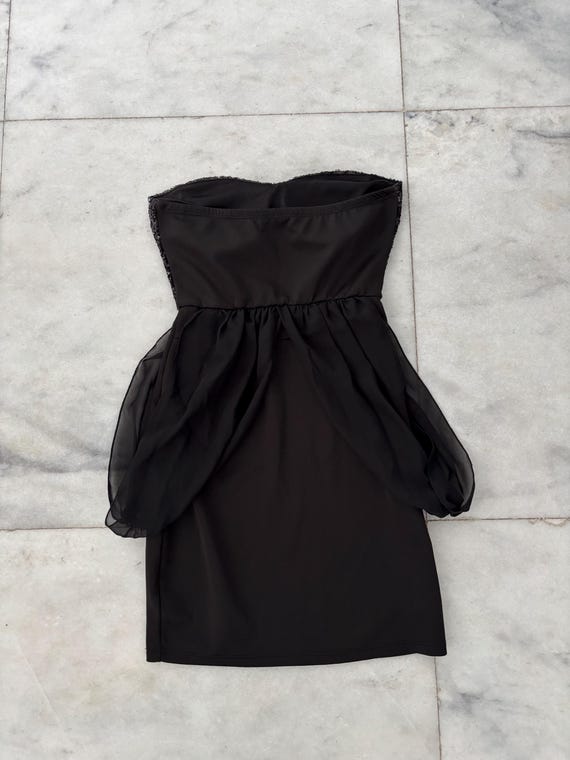 Y2K Papaya Dress Mini Black Sequin Strapless Sweetheart Neck Women M USA Prom Whimsigoth Glam Y2K Papaya Dress Mini Black Sequin Strapless Sweetheart Neck Women M USA Prom Whimsigoth Glam