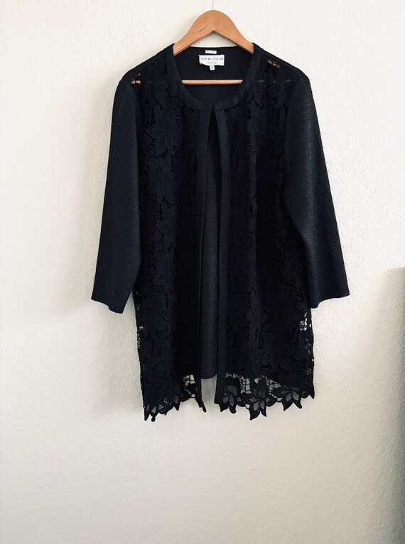 Vintage Lily & Taylor New York Black Eyelet Lace … - image 1