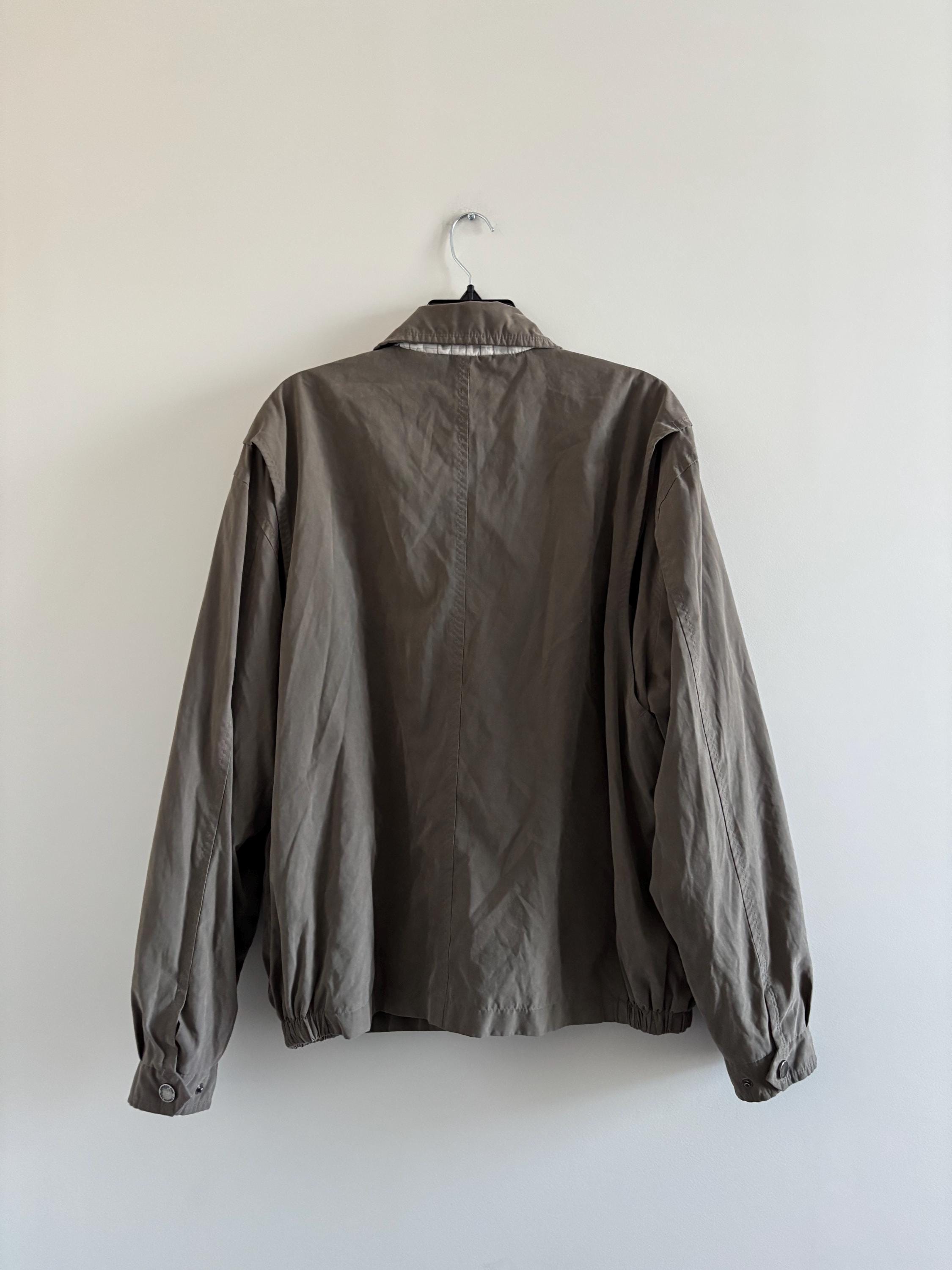 VTG London Fog Golf Jacket Bomber Olive Green Collared Mesh Lined