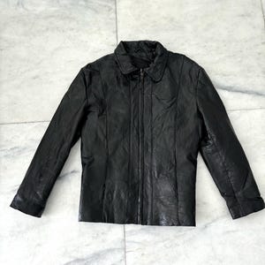 Vintage Women’s Firenze Black Genuine Leather Full Zip Jacket Size Medium