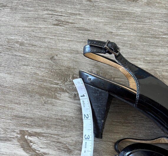 VTG Cole Haan Heels Black Slingback Open Toe Patent Leather Buckle
