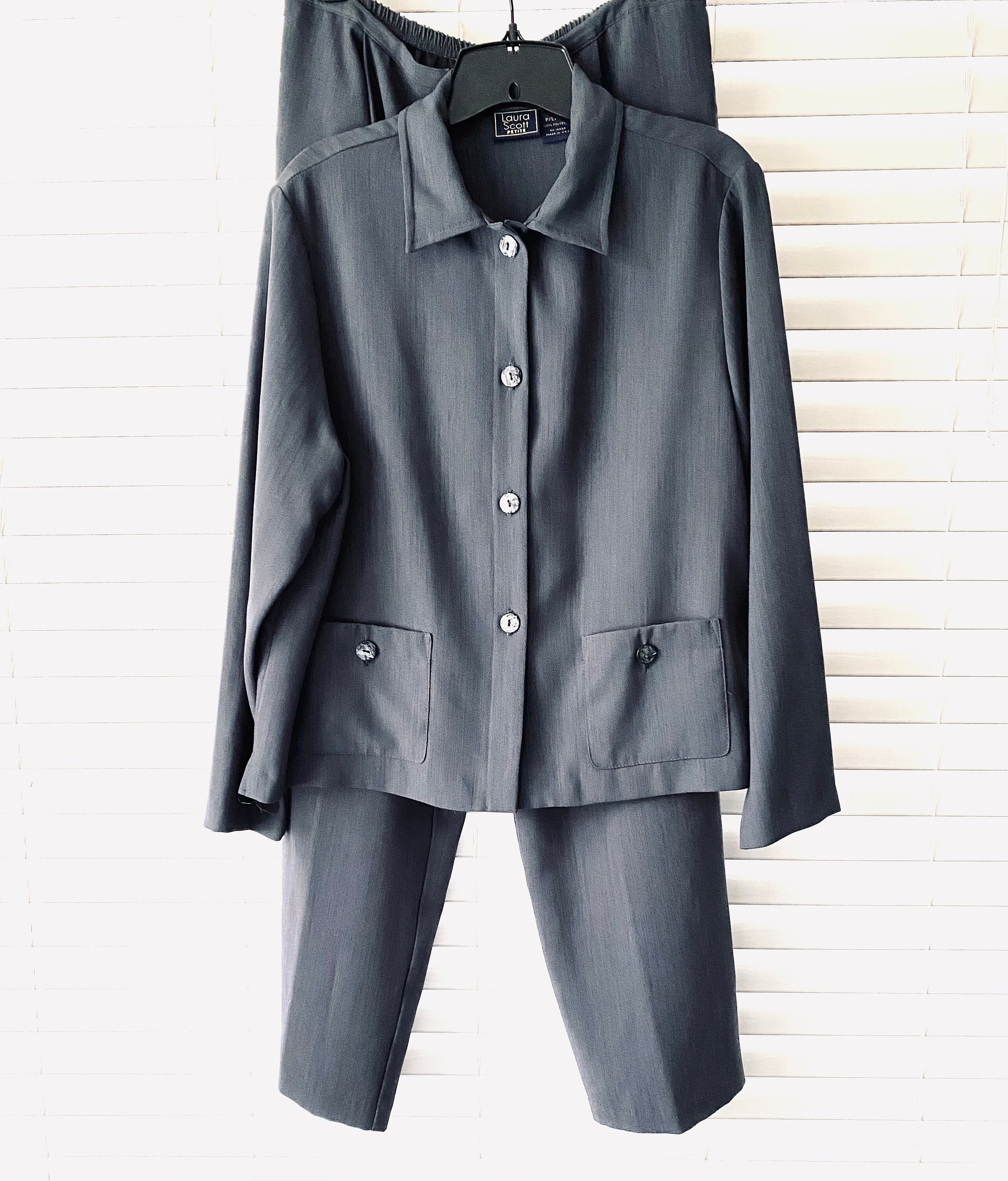 90s Laura Scott Charcoal Gray Chiffon 2 