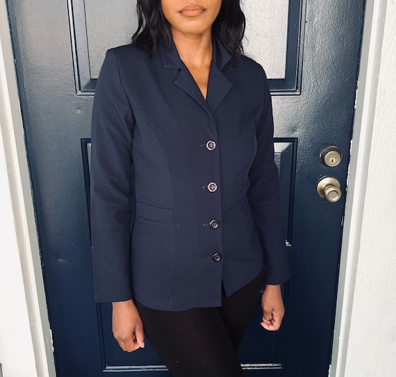 vintage usa製 navy color blazer jacket Vintage Blazer Navy Blue 4 Button Jacket Minimalist Office