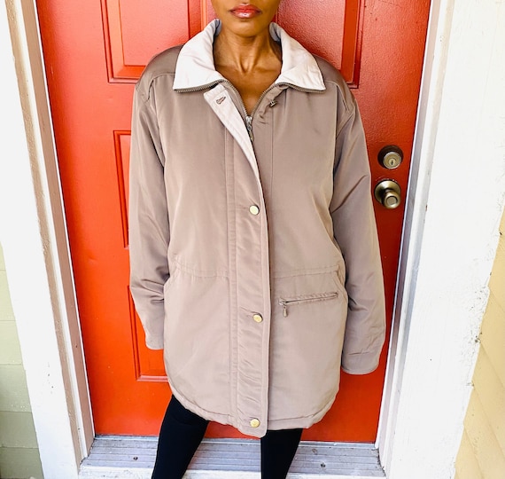 80s Olive Taupe Parka Coat 80s Vintage Removable H