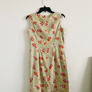 90s Vintage Casual Corner Tan Floral Sheath Dress image 2