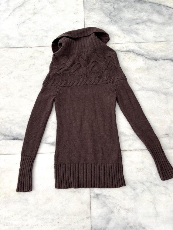 Pull ajusté col rond manches longues gris foncé femme
