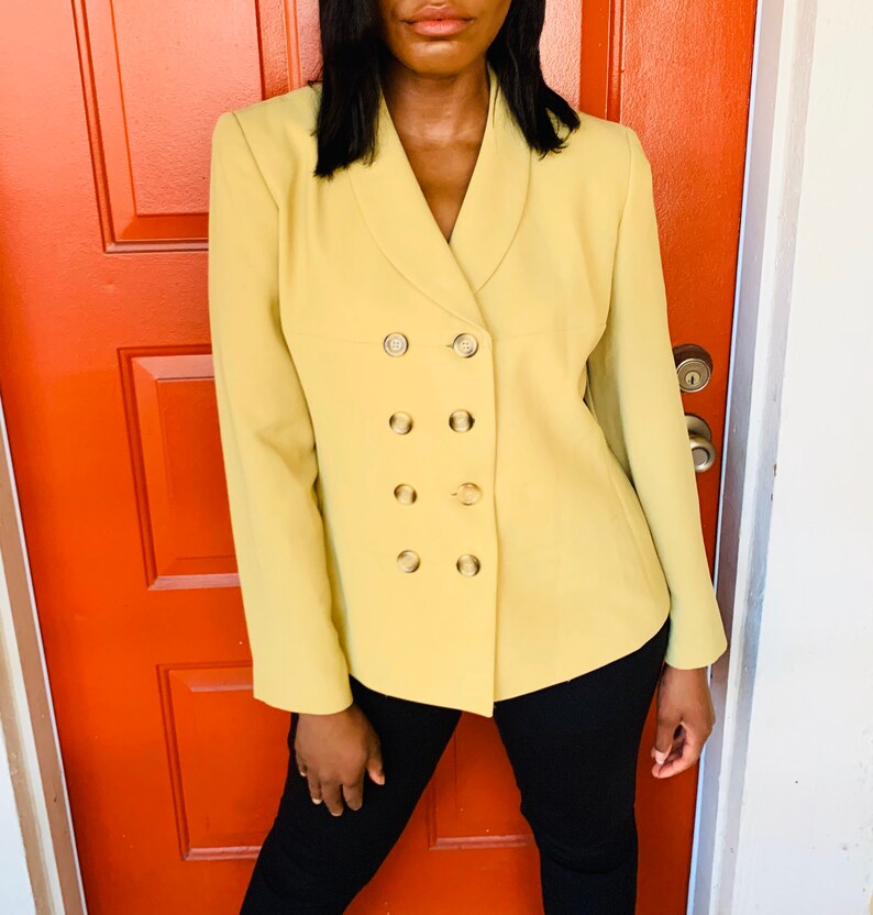 Vintage Suits and Jackets Kasper Womens Blazer Kasper Green Blazer Size 6 Petite 80s Vintage Green Suit Jacket