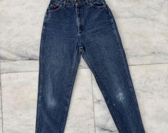 Womens Vintage Lee Jeans High Waist Mom Blue Cotton Tapered Leg Womens 12 USA