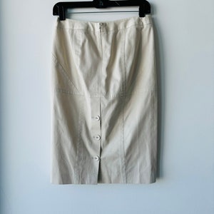 Vintage Body by Victoria Ivory Cream Cotton Pencil Skirt Button Back Size 2 zdjęcie 2