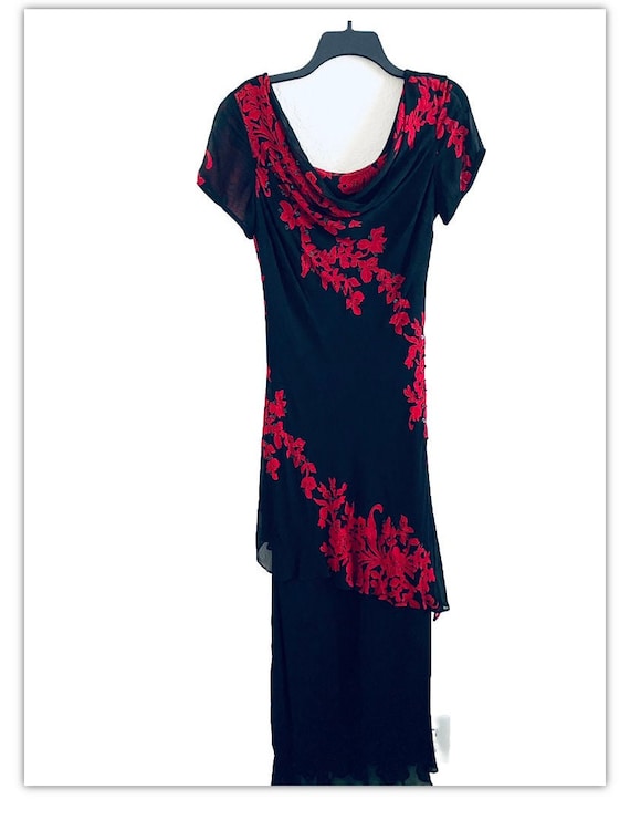 Eva Blue Vintage Cruella Black & Red Lace Sequin … - image 1