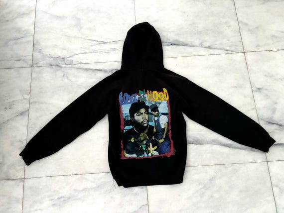BOYZ N the HOOD Graphic Hoodie Black Fleece Kangaroo Pocket Mens S