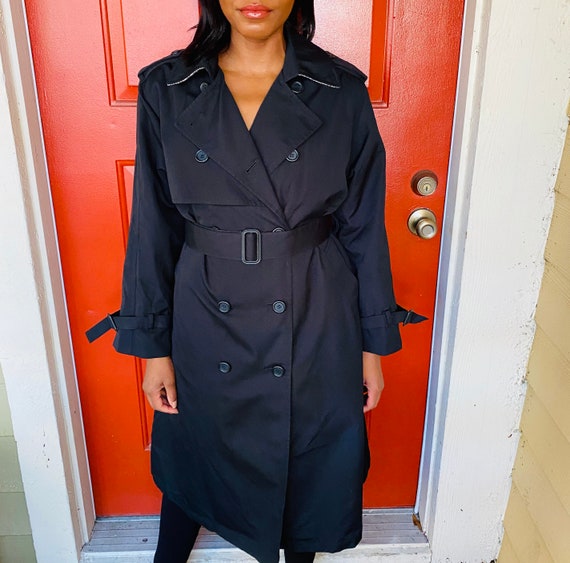 80s Charles Klein Black Trench Coat 80s Vintage Bl