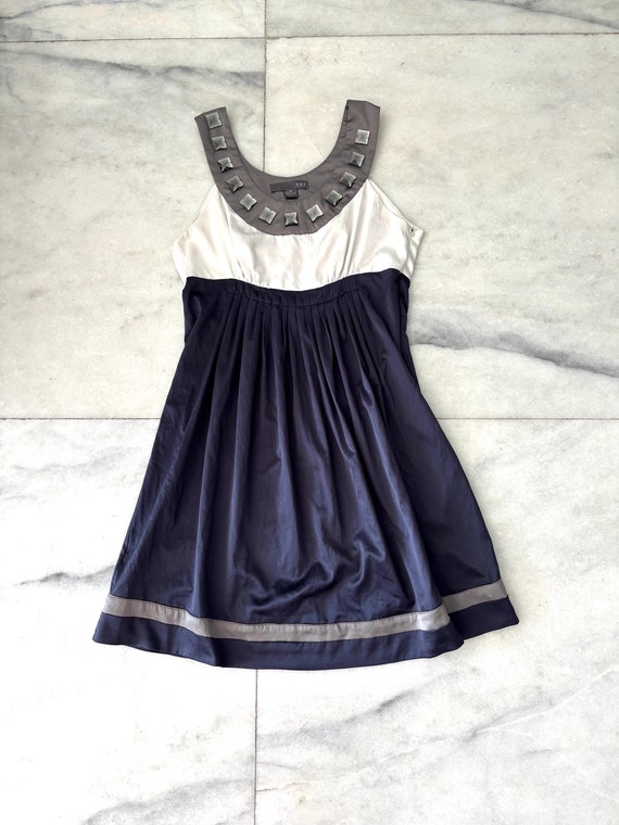 Y2K Vintage Satin Babydoll Mini Dress Jewel Neck Forever 21 Blue White  Womens Small - Etsy New Zealand