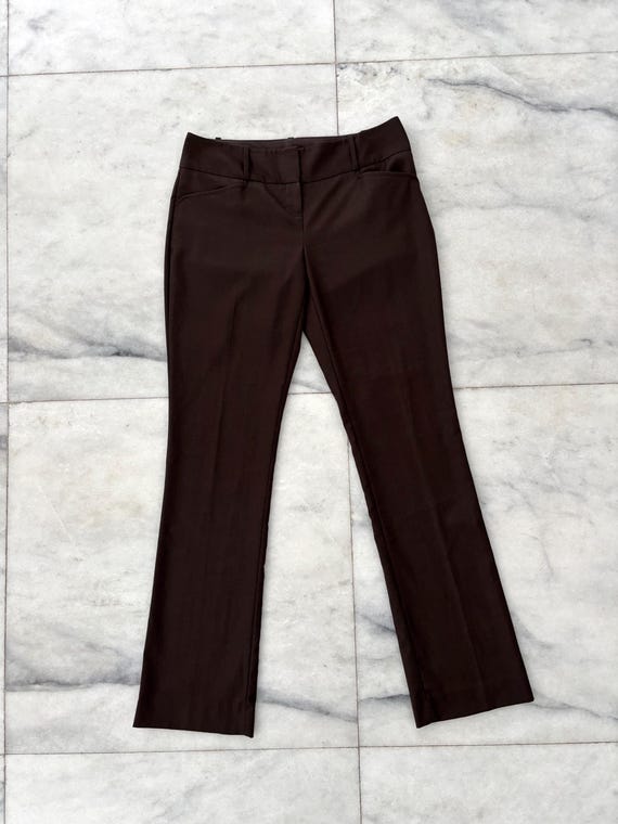 womens dress pants brown Alloy Apparel Tall High Waist Flare Dress Pants for Women in Brown Size XS