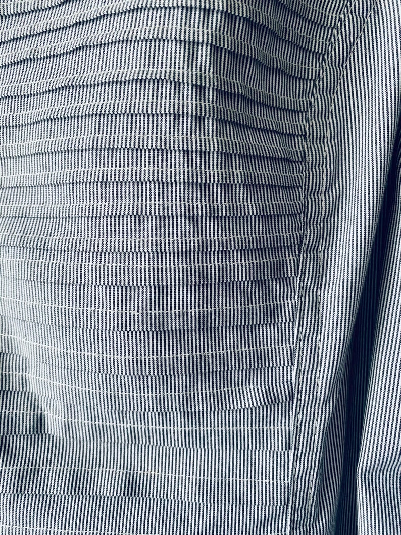90s Pinstripe Cotton Blend Career Button Down Top