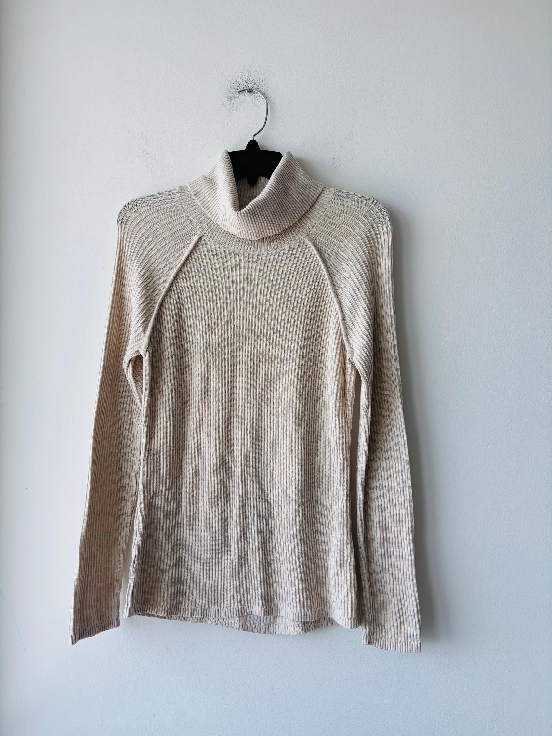 Y2K Abercrombie & Fitch Turtleneck Sweater Keyhole Back Beige 